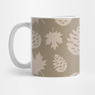 Autumnal Leafs & Pine Cones in Brown Tones - Nature Pattern Mug